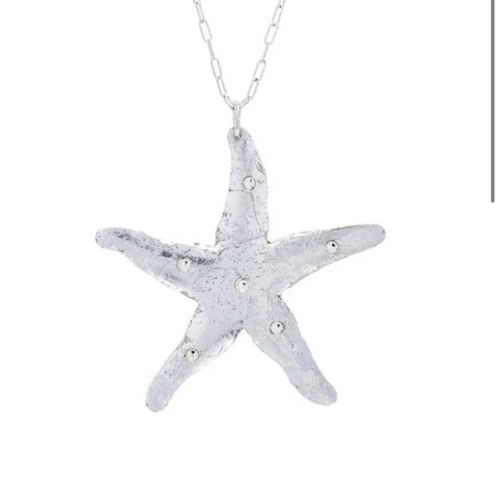 Sterling Silver starfish necklace with crystals
